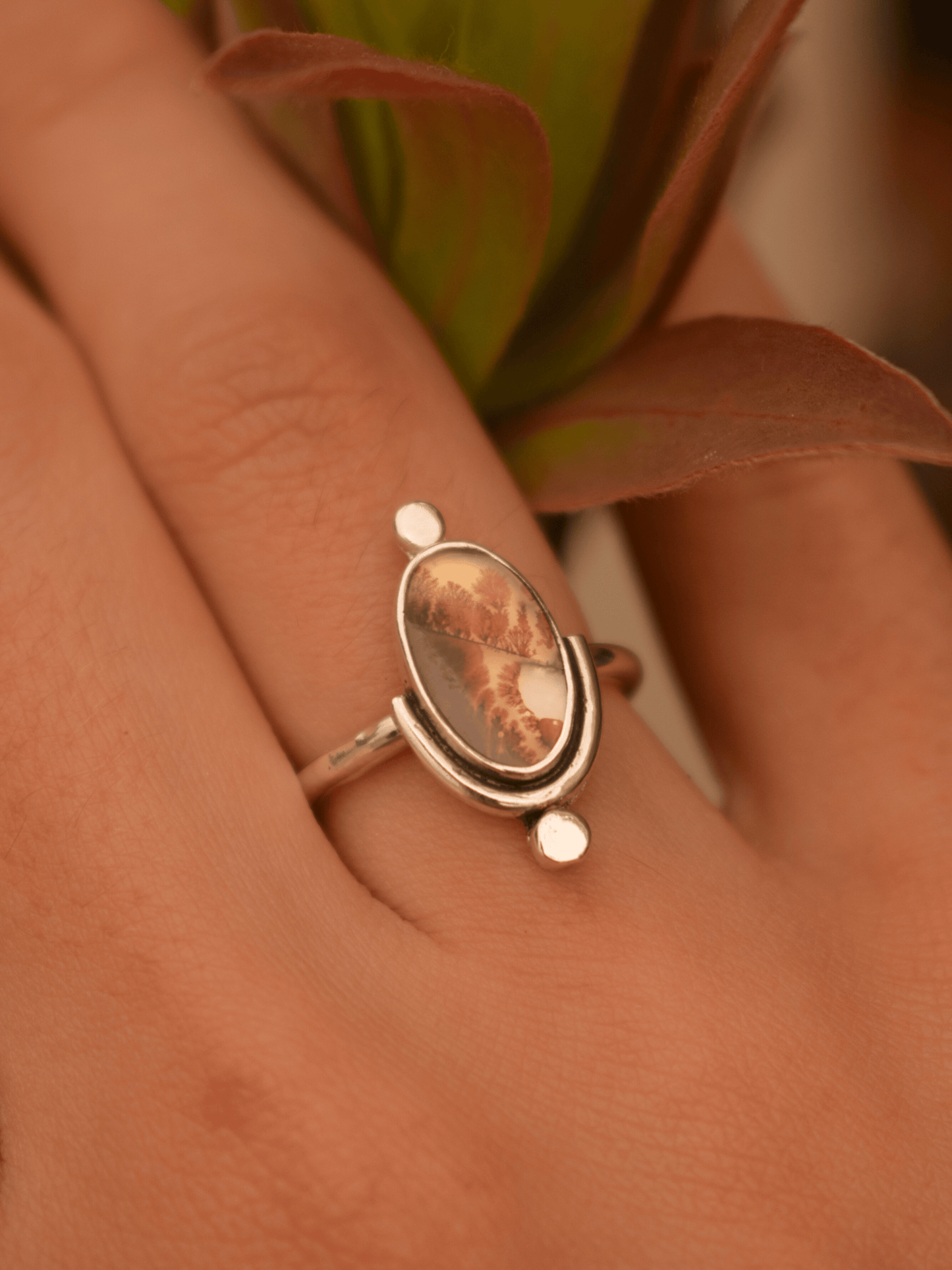 Gaia Ring - Dendritic Agate Sterling Silver Size: P 1/2