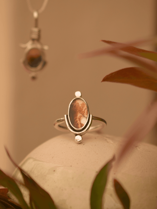 Gaia Ring - Dendritic Agate Sterling Silver Size: P 1/2