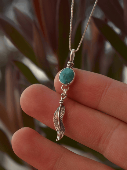 Gaurdians Feather - Sterling Silver Turquoise Pendant