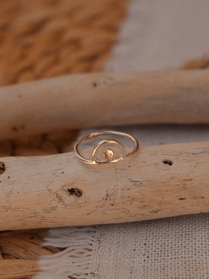 sterling silver ring on drift wood