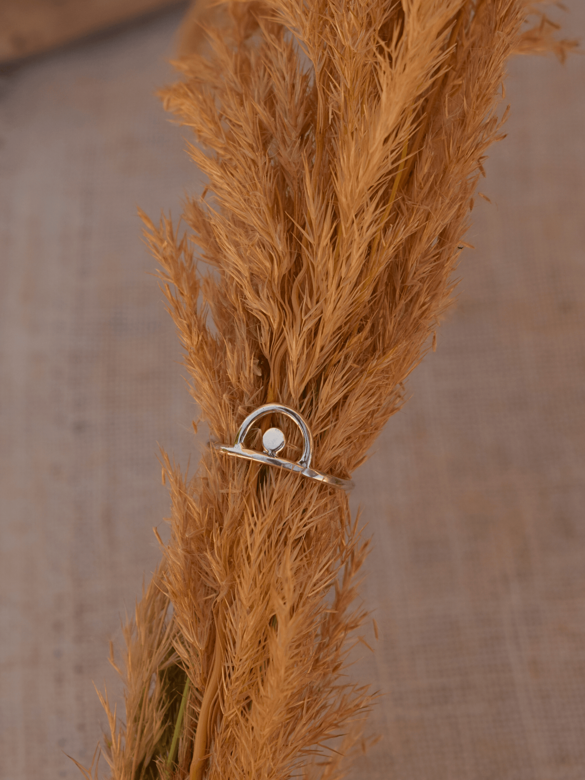 handmade sterling silver ring on fern