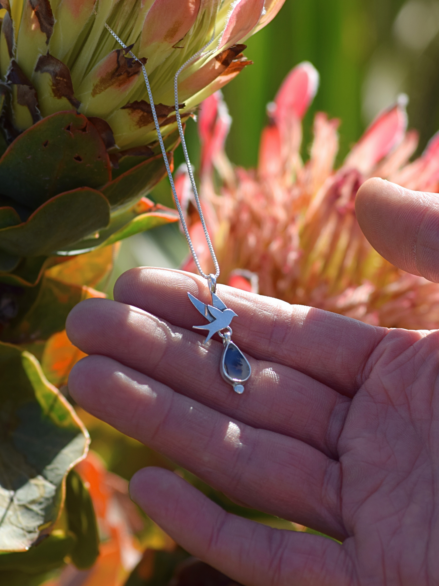 Sora Necklace - Sterling Silver Dendritic Agate