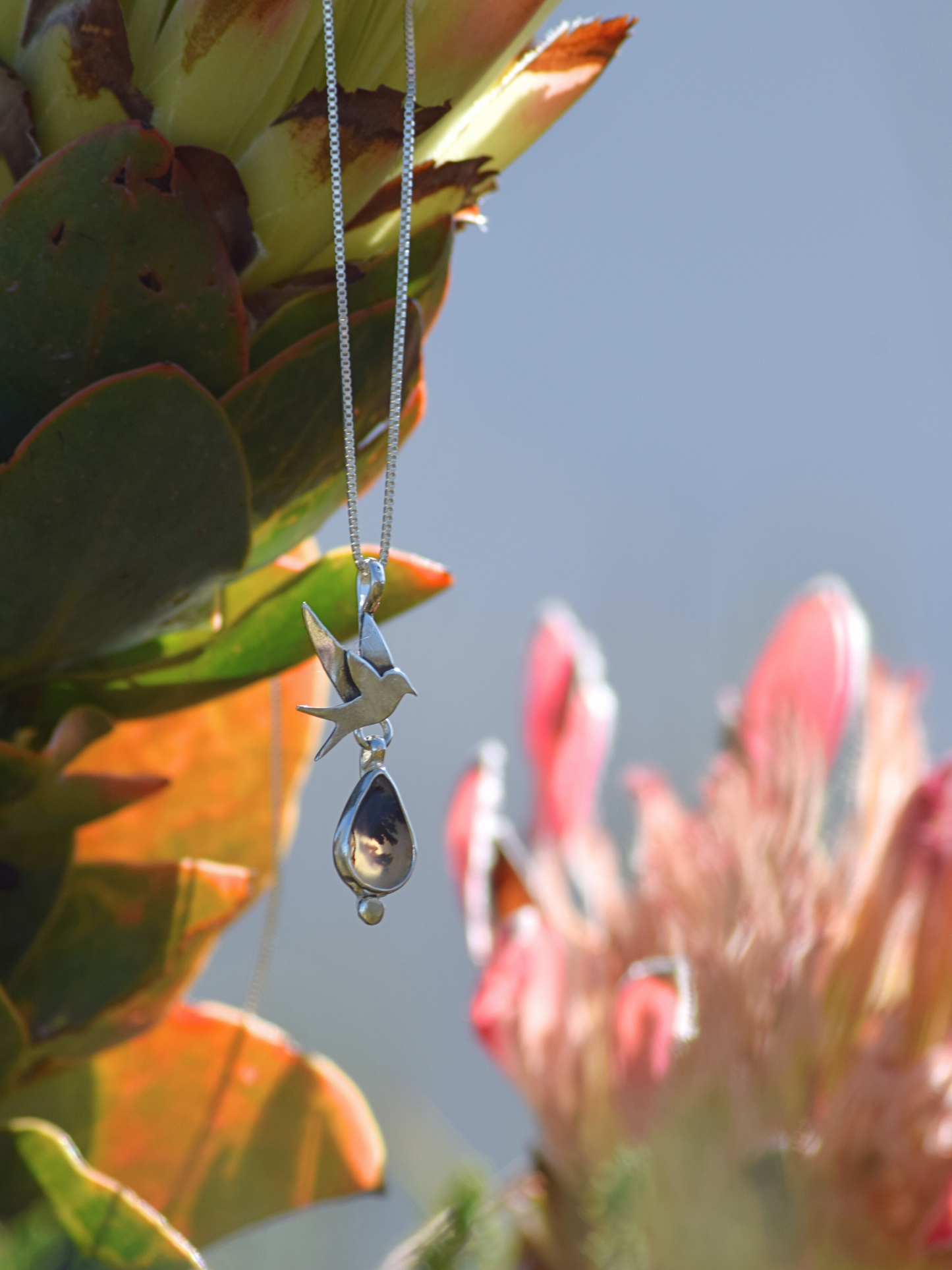 Sora Necklace - Sterling Silver Dendritic Agate