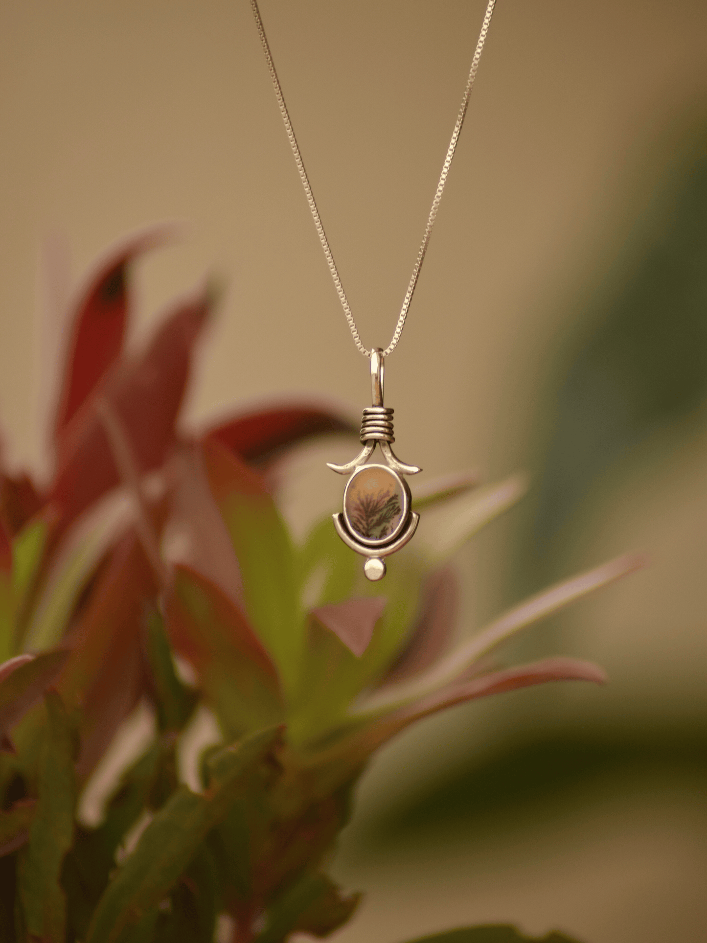 Sama Pendant - Dendritic Agate Sterling Silver