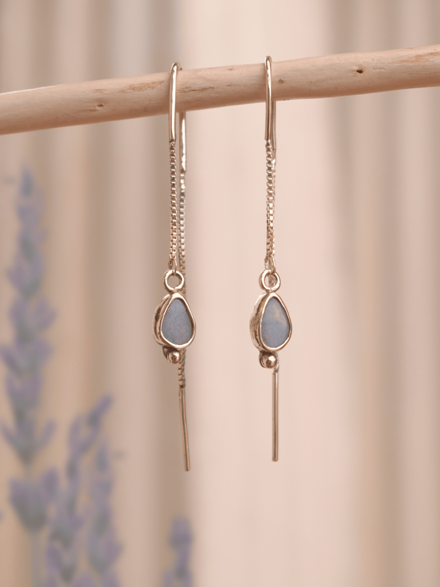 Kira Earrings - Sterling silver and Opal Threader Earrings