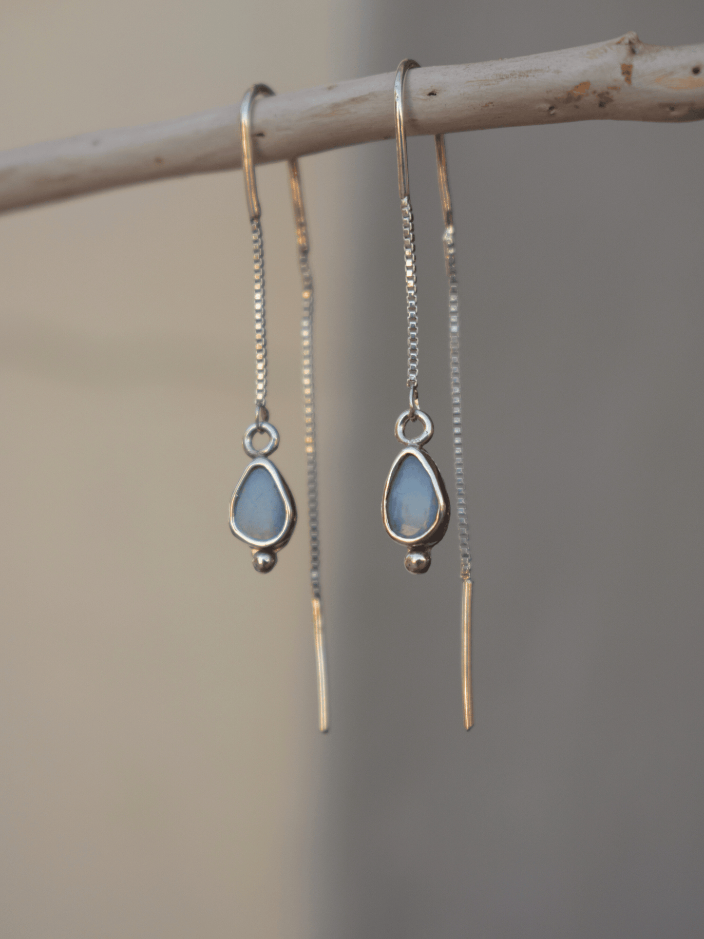 Kira Earrings - Sterling silver and Opal Threader Earrings