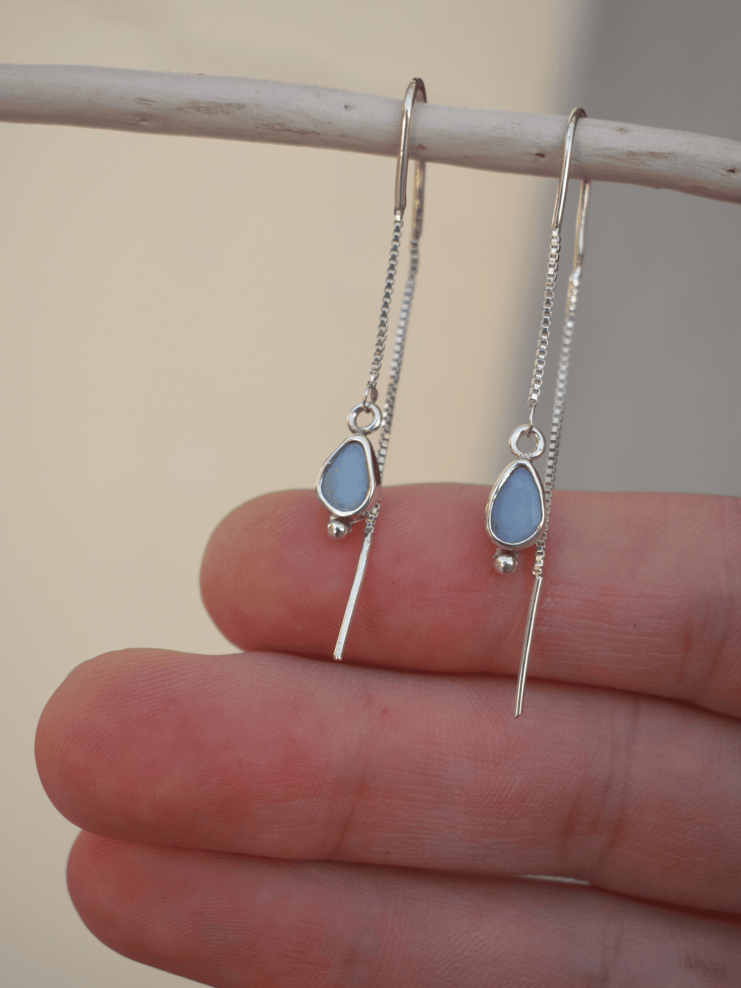 Kira Earrings - Sterling silver and Opal Threader Earrings