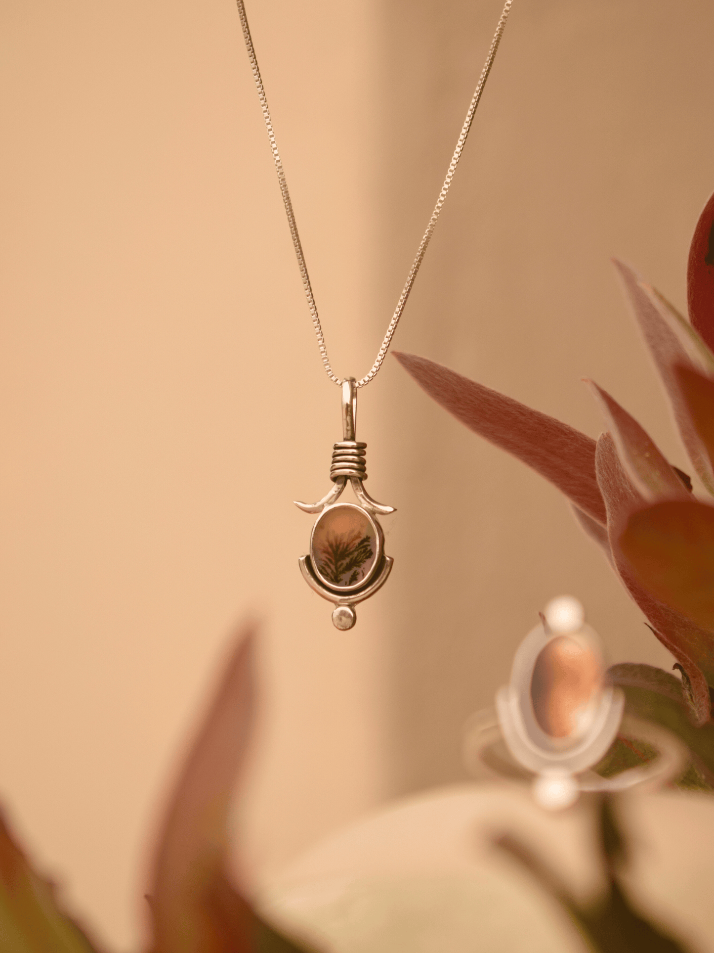 Sama Pendant - Dendritic Agate Sterling Silver