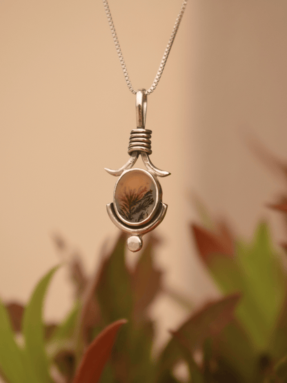 Sama Pendant - Dendritic Agate Sterling Silver