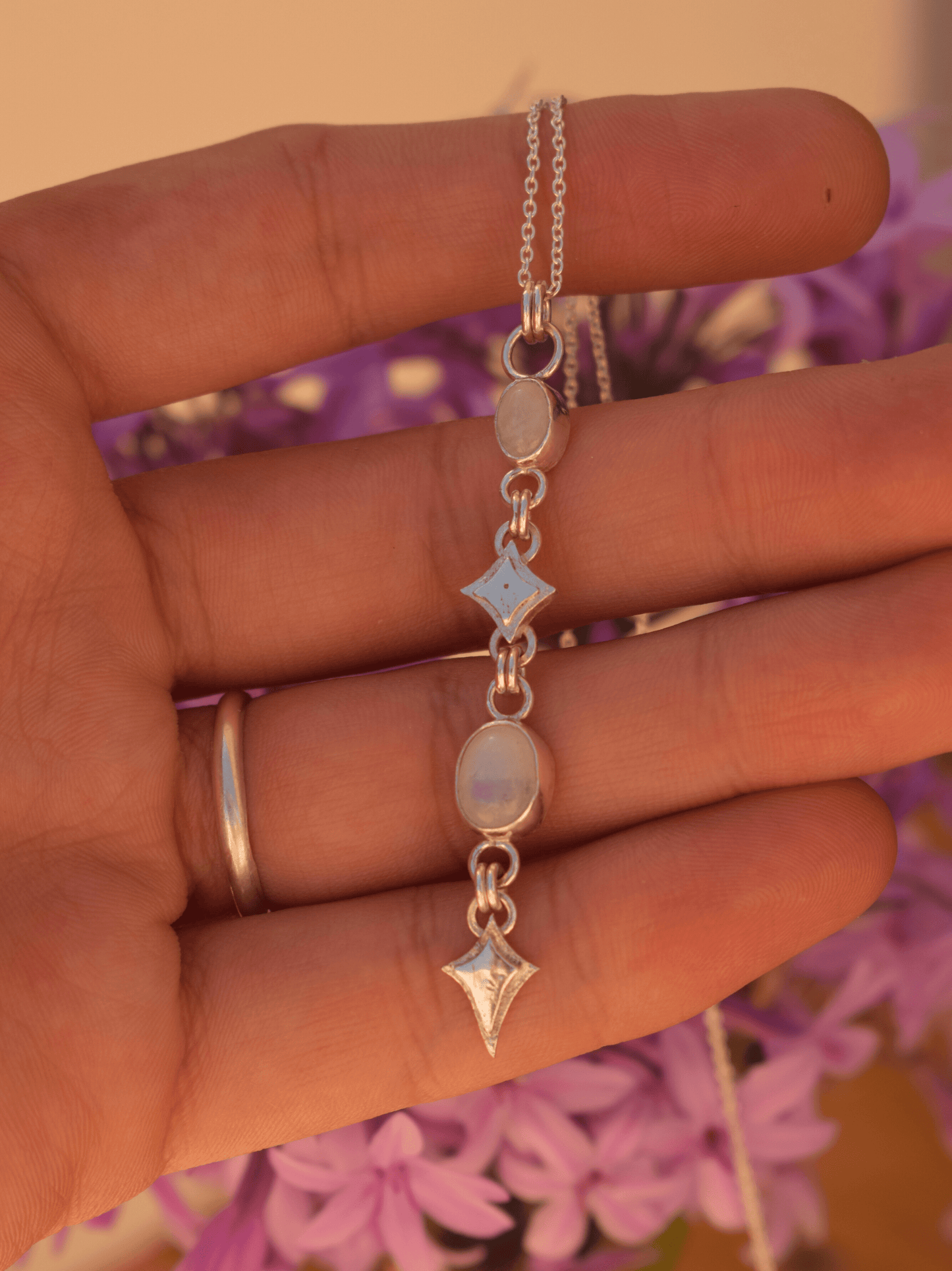 Aster Pendant - Sterling Silver and moonstone