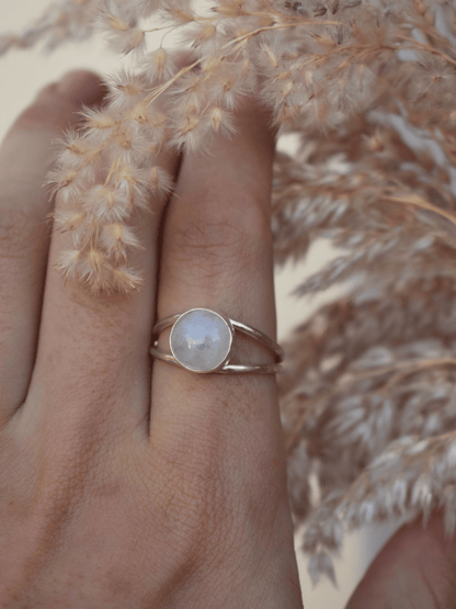 Rainbow Moonstone Ring Sterling Silver