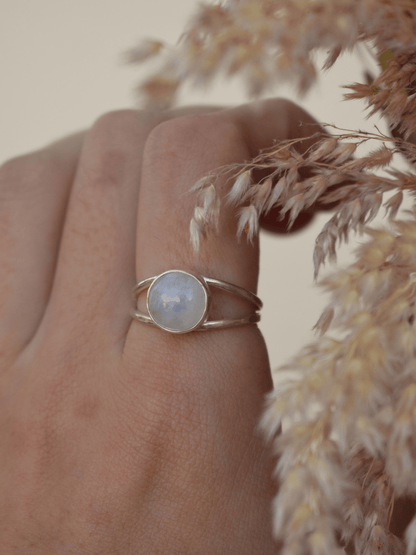 Rainbow Moonstone Ring Sterling Silver