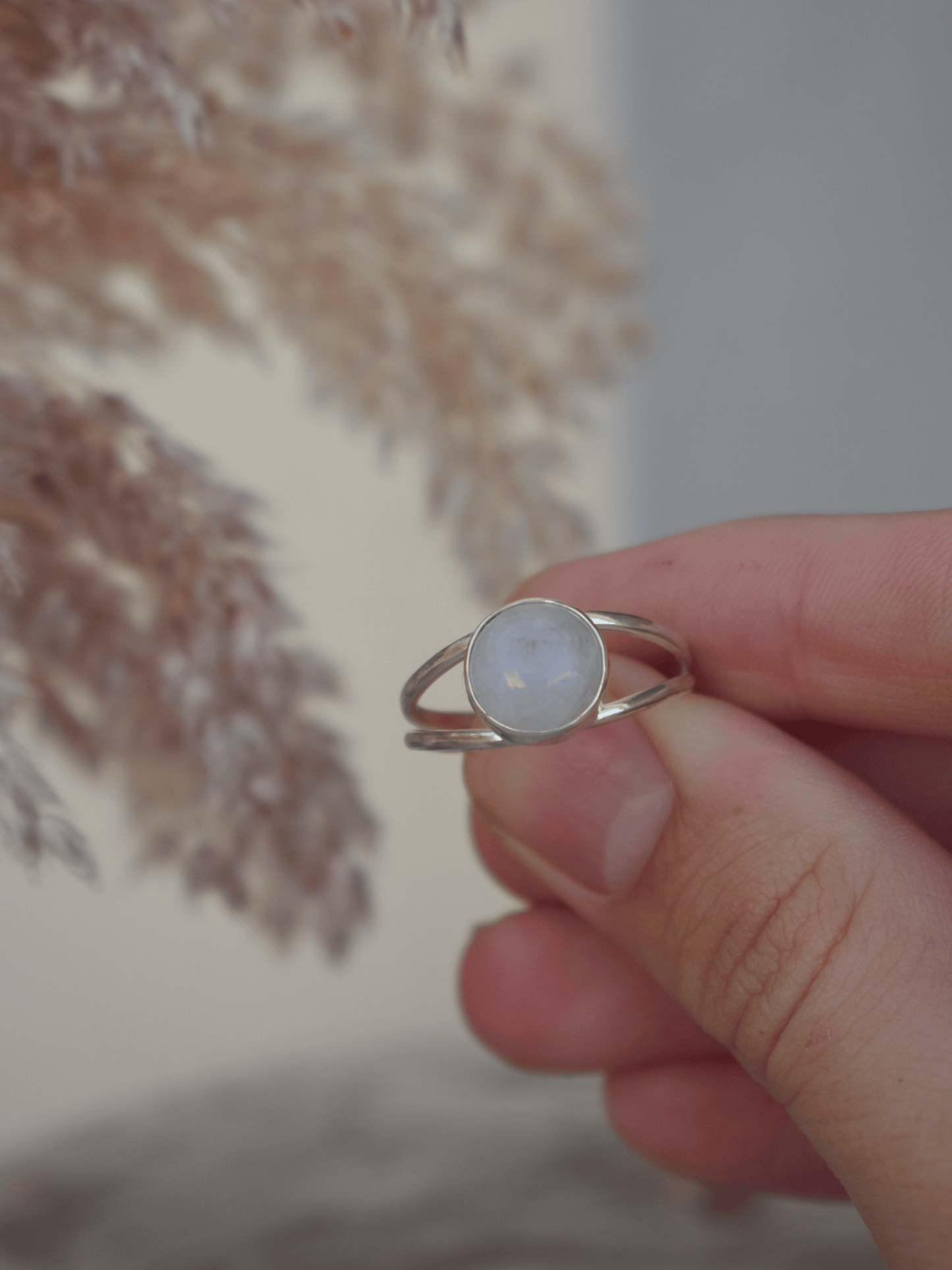 Rainbow Moonstone Ring Sterling Silver