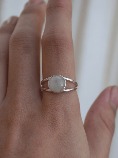 Rainbow Moonstone Ring Sterling Silver