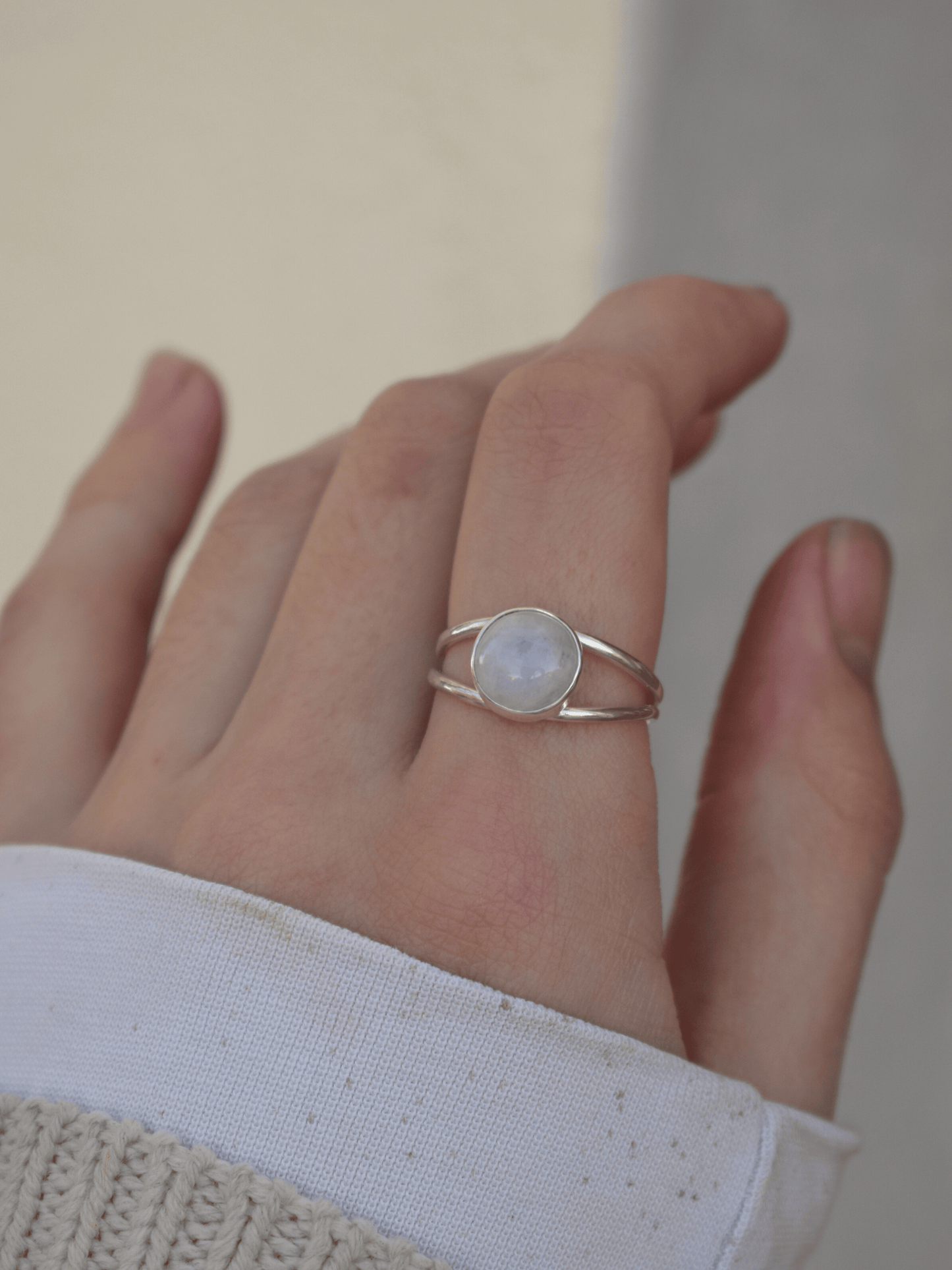 Rainbow Moonstone Ring Sterling Silver