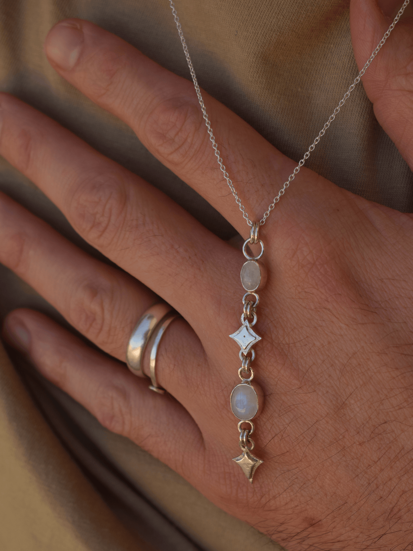 Aster Pendant - Sterling Silver and moonstone