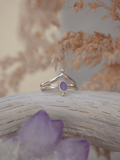 Radiant Ring Set - Sterling Silver And Australian Opal Ring Set