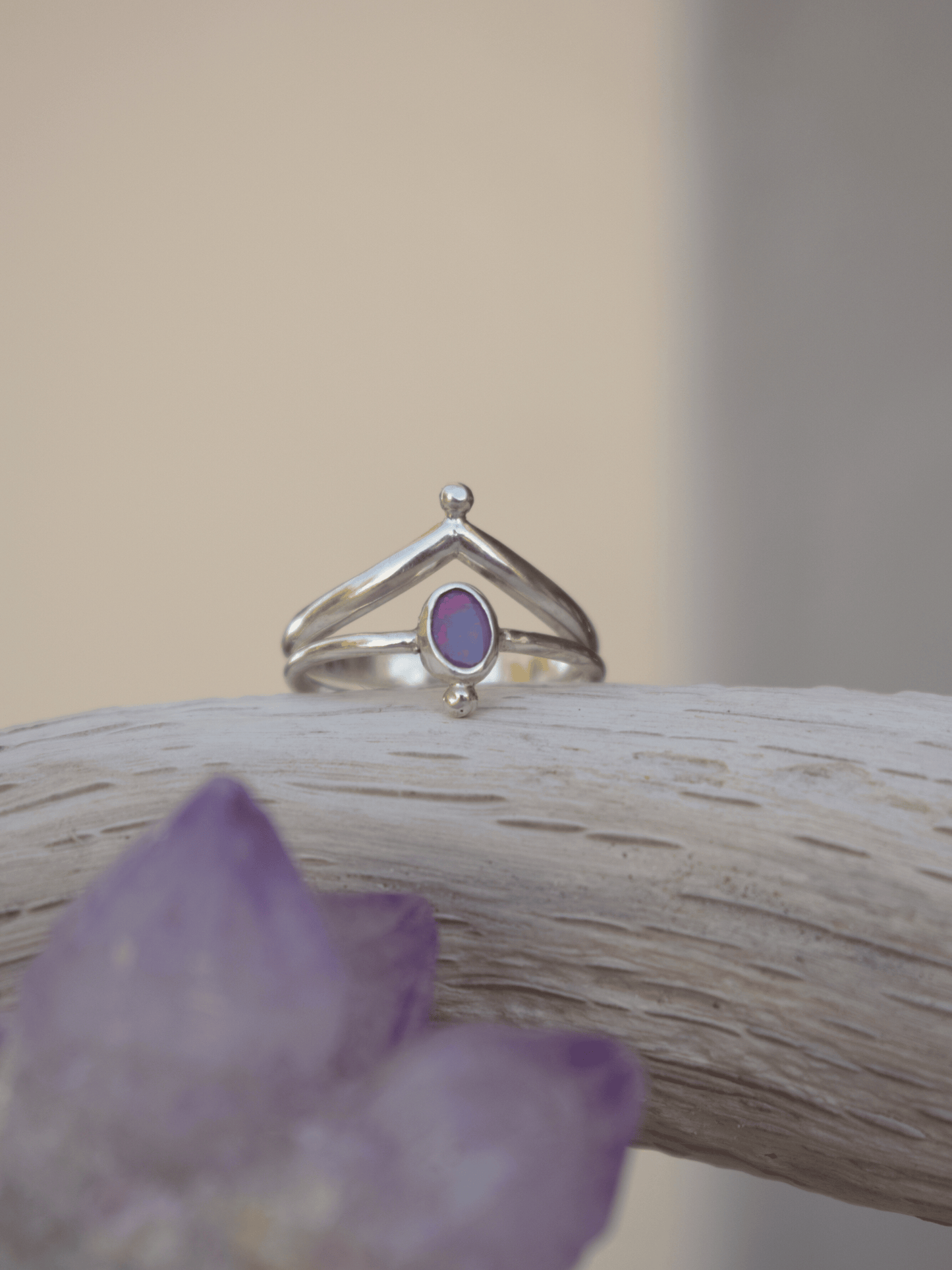 Radiant Ring Set - Sterling Silver And Australian Opal Ring Set