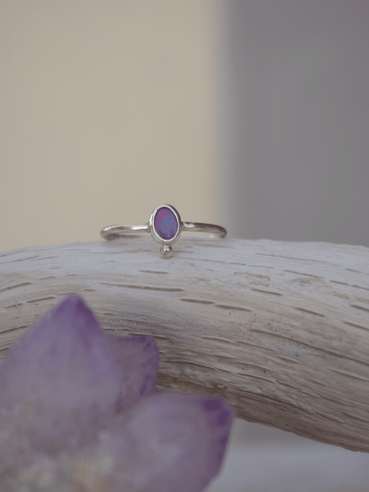 Radiant Ring Set - Sterling Silver And Australian Opal Ring Set